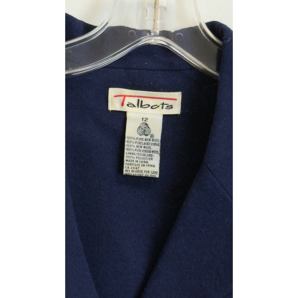Vintage Talbots Navy Blue Wool Coat Dress Gold Buttons Size 12 Long Sleeve Midi - Picture 3 of 13